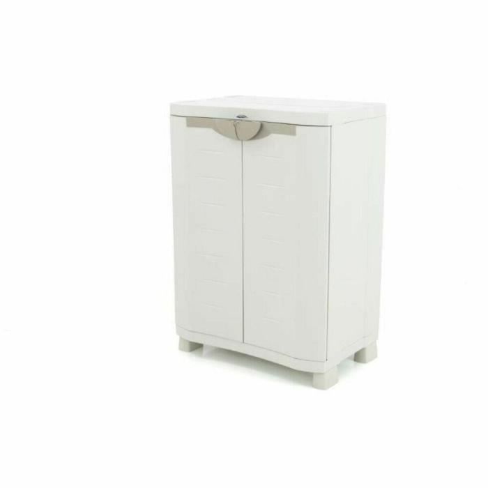 Plastiken SPACESAVER 70 Armario bajo de resina con 2 puertas y 2 estantes, beige, para interior y exterior 70x45x100 cm