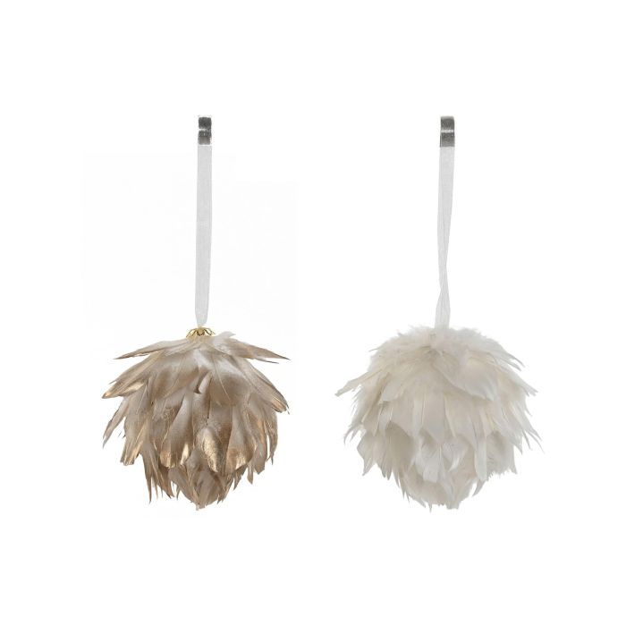 Bola Decoracion Navidad Moderna DKD Home Decor Dorado Blanco 10 x 19 x 10 cm (12 Unidades) Bola Decoracion Navidad Moderna DKD Home Decor Dorado Blanco 10 x 19 x 10 cm (12 Unidades)