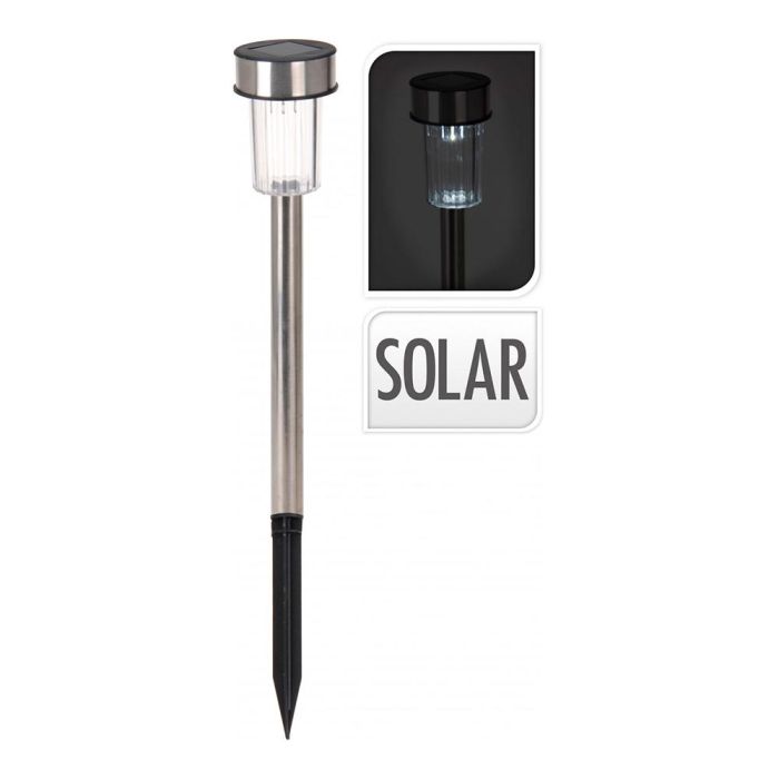 Ipae Progarden Estaca Solar 36cm Inox Cilindro Euro/U con LED Luz Blanca, Pila Botón Recargable, Ø8x37cm Cromo Mate Ipae Progarden Estaca Solar 36cm Inox Cilindro Euro/U con LED Luz Blanca, Pila Botón Recargable, Ø8x37cm Cromo Mate