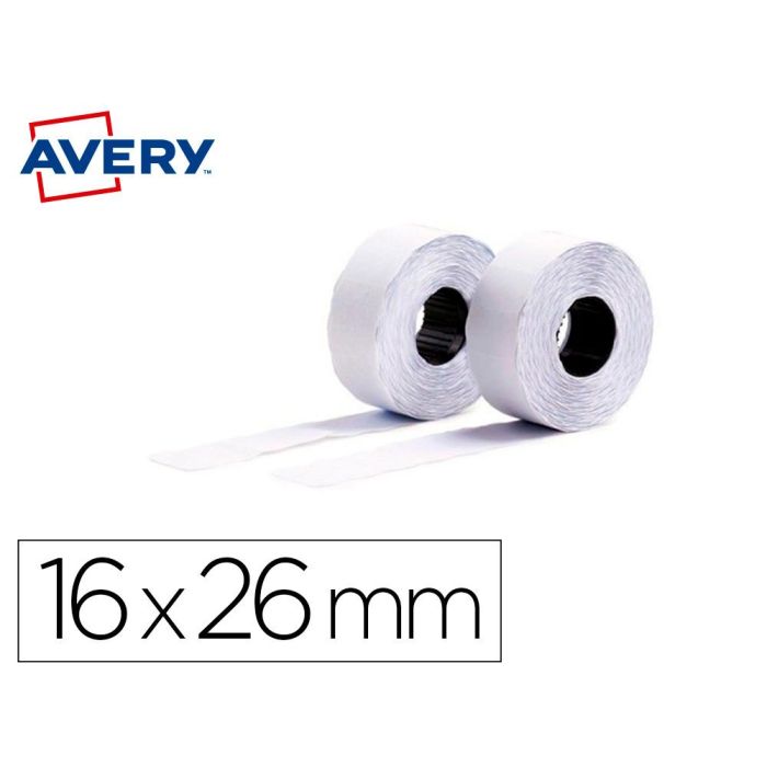 Etiqueta Avery Ondulada Blanca Permanente 26x16 mm Para Etiquetadora Pl21-18 Caja De 10 Rollos De 1200 Etiqietas