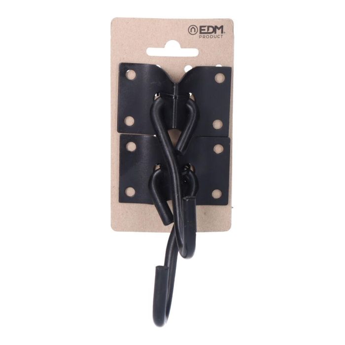 Edm Placa con Gancho Colgador para Hamacas de Hierro Negro, 2 Unidades, Dimensiones 70x45 mm 0 Edm Placa con Gancho Colgador para Hamacas de Hierro Negro, 2 Unidades, Dimensiones 70x45 mm 0
