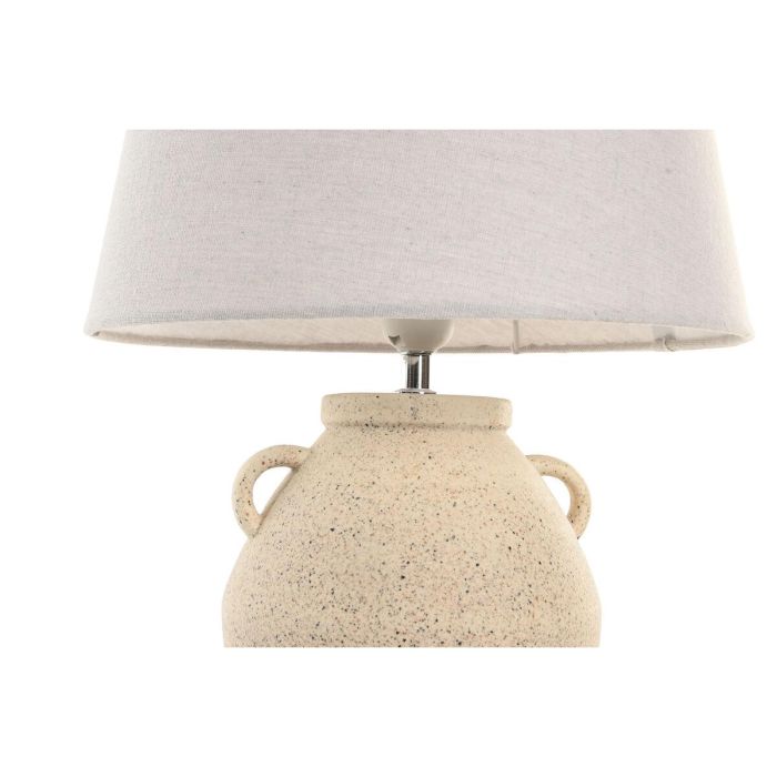DKD Home Decor Lámpara Sobremesa Shabby Chic Blanco Rozado Gres Lino 33x50x33 cm E27 50W 2