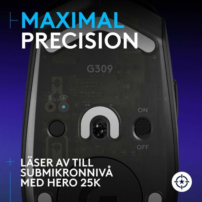 Logitech G309 LIGHTSPEED - Ratón Gaming Inalámbrico, 25 600 dpi, Bluetooth, Peso 86 g, 6 Botones, Negro, Compatible con PC/Mac