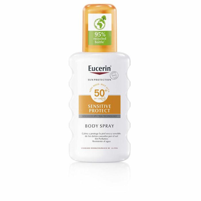 Eucerin SUN SENSITIVE PROTECT Spray SPF50+ Protector Solar Corporal para Piel Sensible y Atópica, Resistente al Agua, Sin Fragancia 200ml