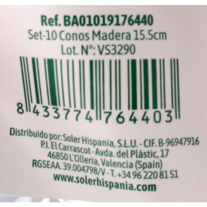 Set de 10 conos de madera Algon 15.5 cm (24 Cajas) 7 Set de 10 conos de madera Algon 15.5 cm (24 Cajas) 7