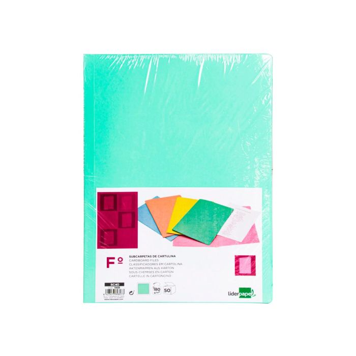 Subcarpeta Liderpapel Folio Verde Pastel 180 gr-M2 50 unidades 1