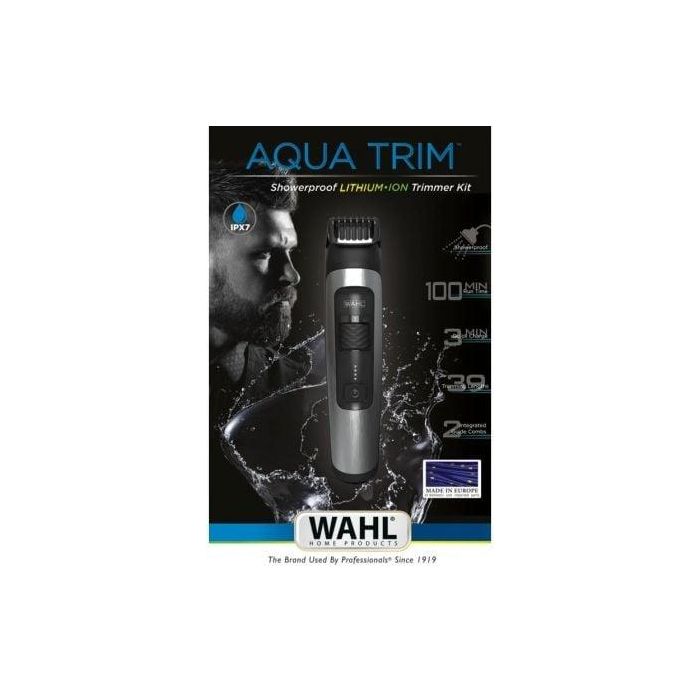 Wahl AQUATRIM Recortadora y Cortabarba Wet&Dry IPX7 Impermeable, 39 Longitudes de Corte 0.7-20 mm, Carga Rápida 3 Wahl AQUATRIM Recortadora y Cortabarba Wet&Dry IPX7 Impermeable, 39 Longitudes de Corte 0.7-20 mm, Carga Rápida 3
