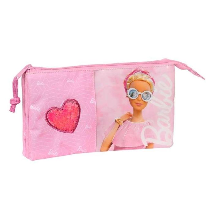 Portatodo Triple Barbie Girl Rosa 22 x 12 x 3 cm