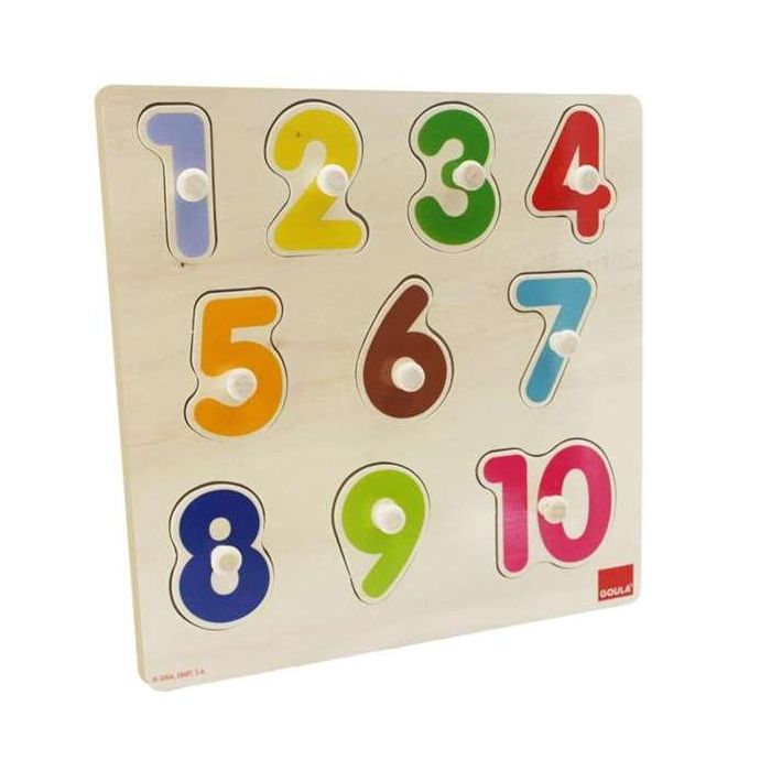 Puzzle encajable numeros, de madera 10 piezas 28x28x2.5 cm goula 2