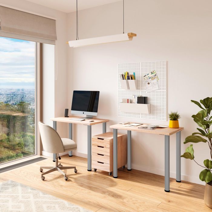 Emuca Lote de 4 patas para mesa, diámetro 60mm, H 830mm, Acero, Pintado aluminio 6