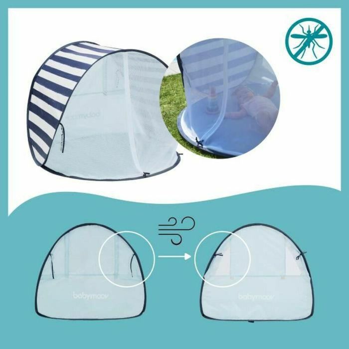 Babymoov Tienda Anti-UV SPF 50+ Mariniere con Mosquitera Integrada Pop-Up Ligera Repelente Agua y Bolsa Transporte 1