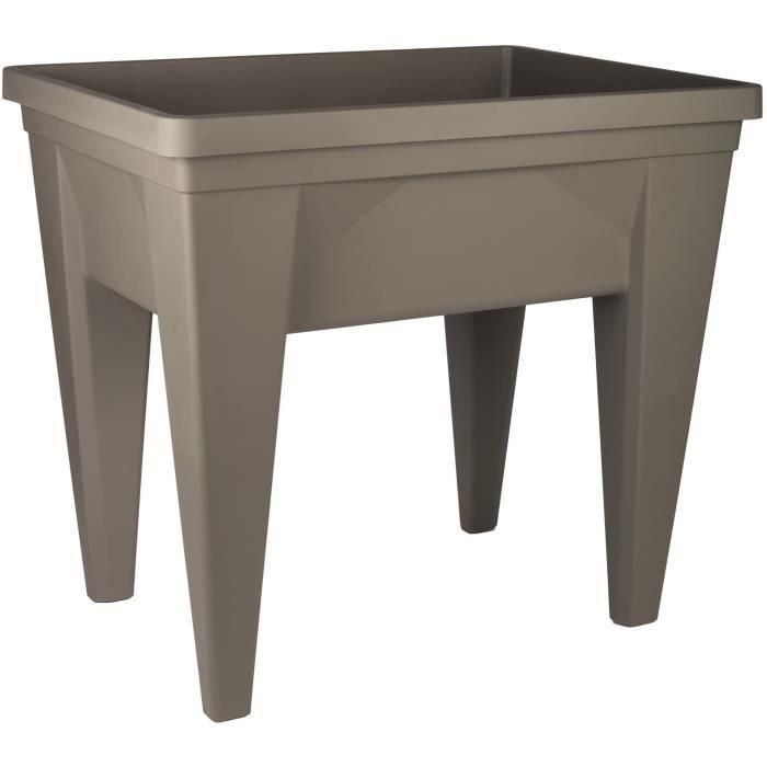 Huerto elevado EDA PLASTIQUE VEG&Table MAX - Zona de retención de agua - Patas extraíbles - Color topo 1