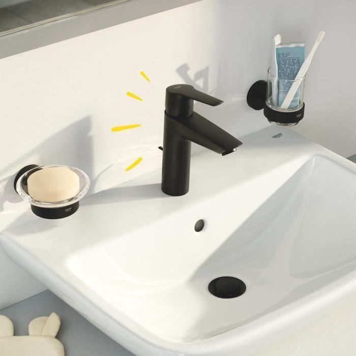 Mezclador monomando de lavabo - GROHE Start - 242092432 - Negro mate - Talla S - Ahorro de agua - Extraíble y desagüe 1