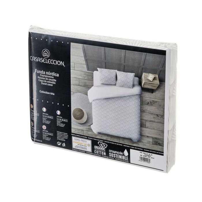 Funda Nórdica ARLA Blanco Gris Cama de 90 155 x 240 x 0,2 cm 1