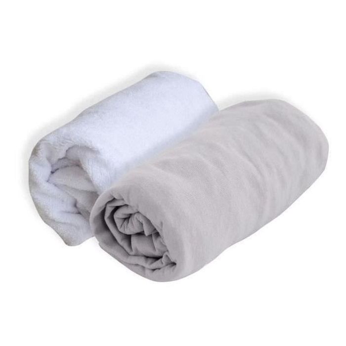 DOMIVA Lote 1 Alese + 1 Sábana ajustable - 60 X 120 Cm - Perla DOMIVA Lote 1 Alese + 1 Sábana ajustable - 60 X 120 Cm - Perla