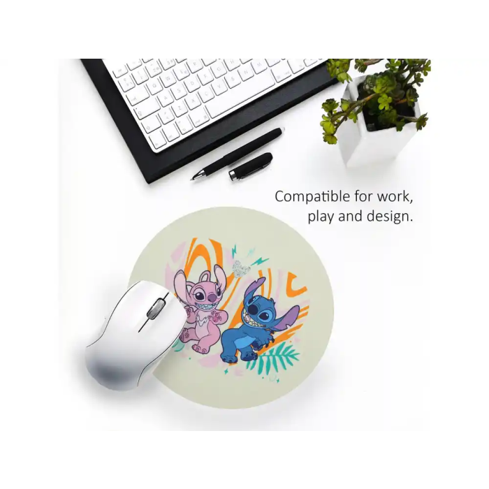 Wondee Alfombrilla de Ratón Redonda Lilo & Stitch con Stitch y Angel, Control Preciso, Antideslizante, Lavable, 200mm 4