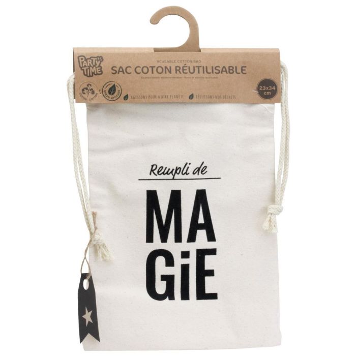 Party Time Bolsa Party Time 23x34 cm Bolsa de Algodón Reutilizable Ecológica con Cierre de Cuerda para Regalos 1