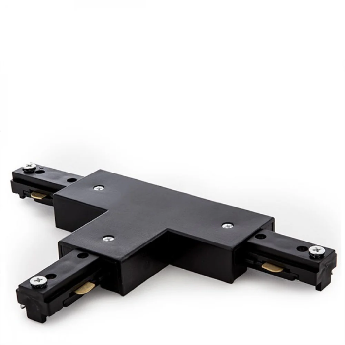 Conector T Carril Bifásico Negro para Focos de LEDs