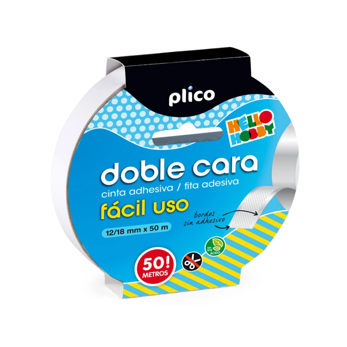 Plico Cinta Adhesiva Doble Cara Fácil Uso 50 m x 12/18 mm Para Manualidades Hogar y Escuela 1 Plico Cinta Adhesiva Doble Cara Fácil Uso 50 m x 12/18 mm Para Manualidades Hogar y Escuela 1