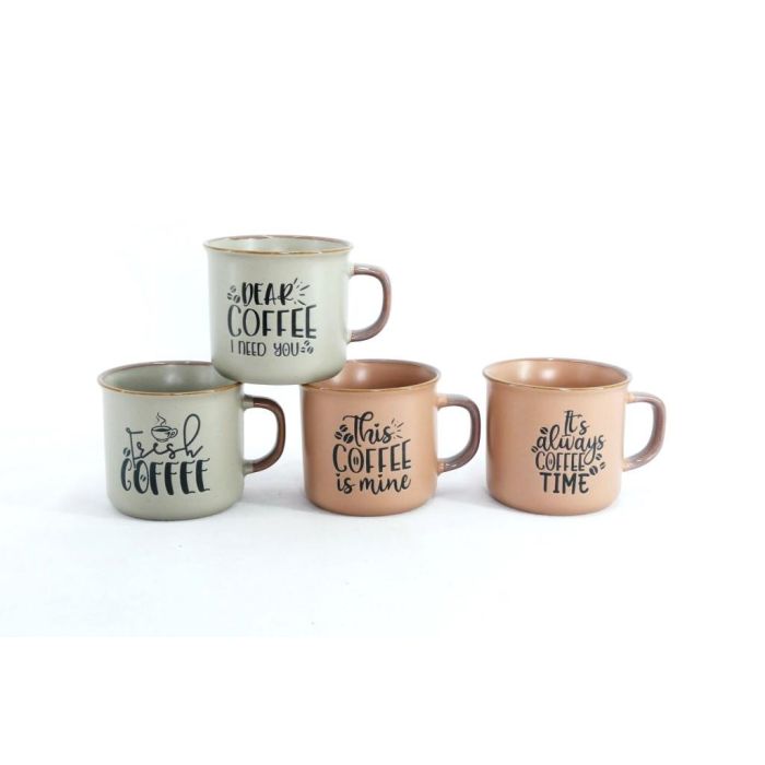 DKD Home Decor Mug Scandi Rosa Azul 7 x 8 x 9 cm Set de 4 Piezas 285ml Gres Apto Microondas Lavavajillas 1