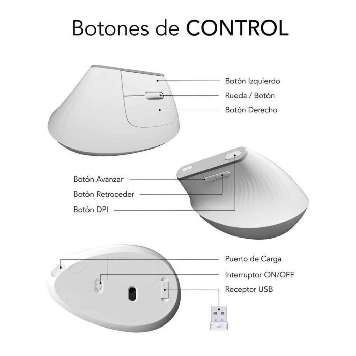 SUBBLIM NATURE VERTICAL ERGO DUAL MOUSE BATTERY WHITE 6 SUBBLIM NATURE VERTICAL ERGO DUAL MOUSE BATTERY WHITE 6