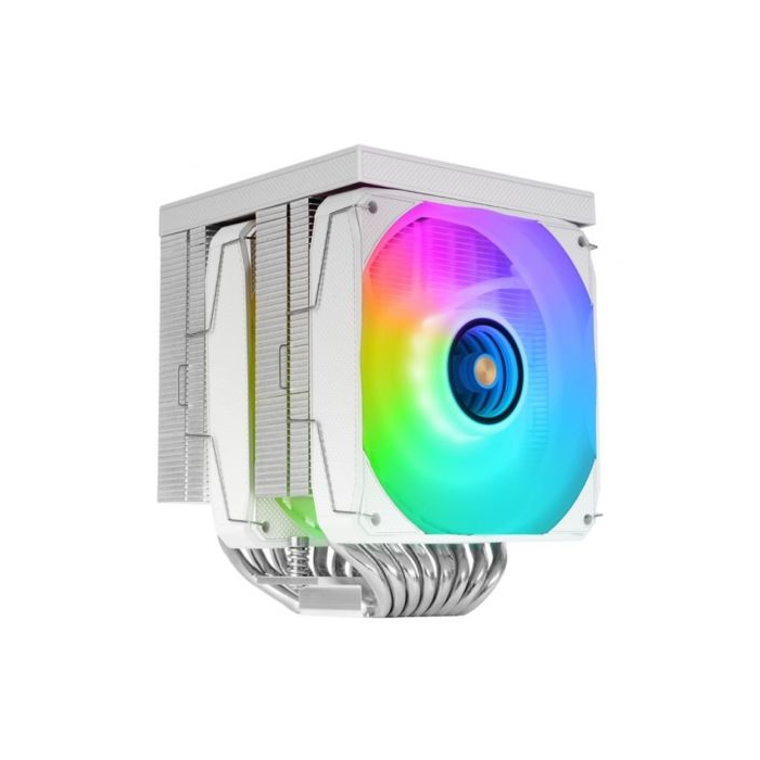 Mars Gaming MCPU-LCDPRO Disipador CPU con Pantalla LCD, 8 Heatpipes, 380W TDP, Dual-Tower, 2 Ventiladores PWM 120mm, Blanco, Compatible con Intel LGA 1851/1700 y AMD AM5/AM4 2