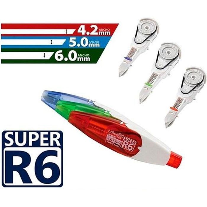 Cinta Correctora Office Box SUPER R6 6 m 4,2 mm Recambio Rojo (24 Unidades) 1