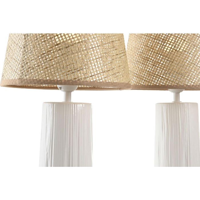 Lampara Sobremesa Urban DKD Home Decor Blanco Natural 22 x 40 x 22 cm (4 Unidades) 2 Lampara Sobremesa Urban DKD Home Decor Blanco Natural 22 x 40 x 22 cm (4 Unidades) 2