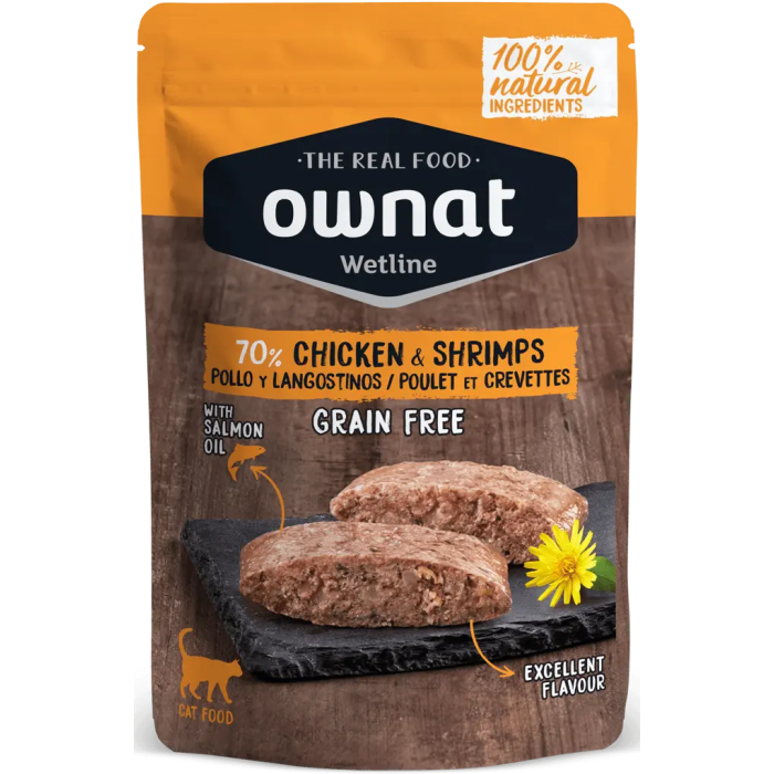 Ownat Wetline Feline Pollo Y Camaron 12x85 gr