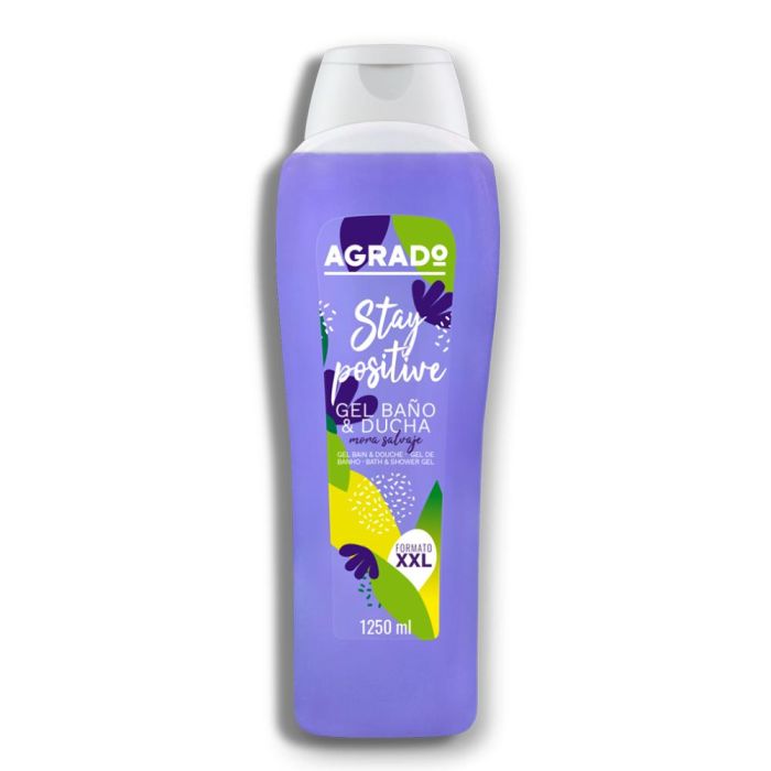 Agrado Gel de Baño y Ducha Stay Positive con Mora Salvaje, PH Neutro para Uso Frecuente y Extracto de Menta, Formato XXL