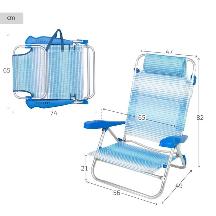 Silla de Playa Aktive 47 x 82 x 49 cm (2 Unidades) 3 Silla de Playa Aktive 47 x 82 x 49 cm (2 Unidades) 3