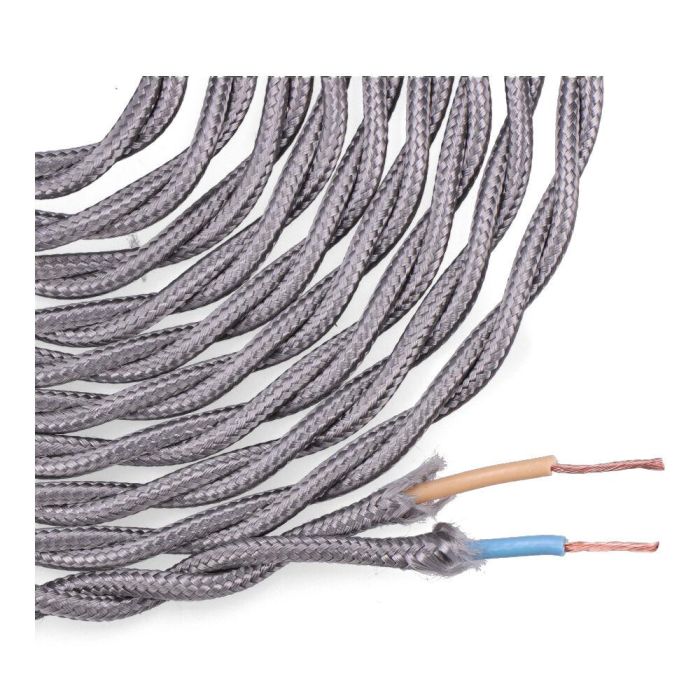 Edm Carrete cable textil trenzado h03vv-f 2 x 0,75 mm² gris oscuro, 5 m 1 Edm Carrete cable textil trenzado h03vv-f 2 x 0,75 mm² gris oscuro, 5 m 1