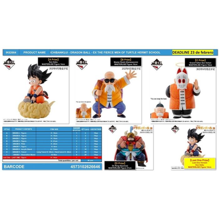 Ichiban Kuji Lotería Dragon Ball Ex Figuras de Colección Banpresto