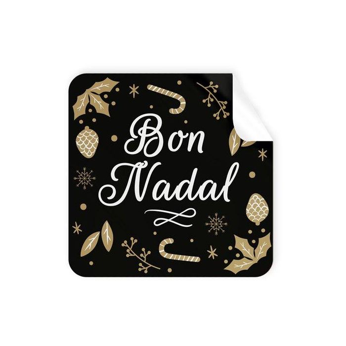 Etiquetes Regal Catalan Adh. Rotllo 250 Uds. Quarades 40X40 Nadal Bon Nadal Negre