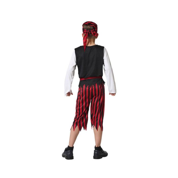 Disfraz Pirata Rojo Negro Infantil Niño 3-4 Años Gorro Camiseta Cordón Pantalón Polyester Temática Piratas Bucaneros Bandidos 2
