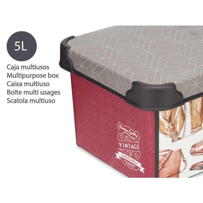 Caja de Plástico Vintage Kipit 5L - 19x13.5x29 cm (12 Unidades) 3 Caja de Plástico Vintage Kipit 5L - 19x13.5x29 cm (12 Unidades) 3