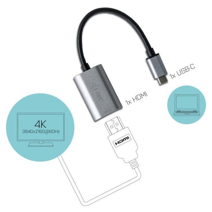 Adaptador USB C a HDMI i-Tec C31METALHDMI60HZ Gris 3 Adaptador USB C a HDMI i-Tec C31METALHDMI60HZ Gris 3