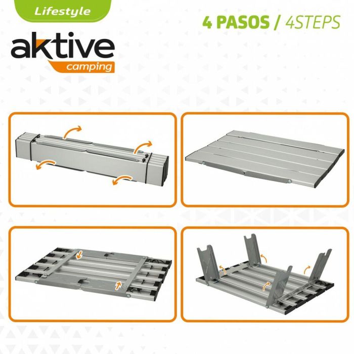 Mesa Plegable Aktive Plateado Aluminio 40 x 13 x 28,5 cm (4 Unidades) 2 Mesa Plegable Aktive Plateado Aluminio 40 x 13 x 28,5 cm (4 Unidades) 2