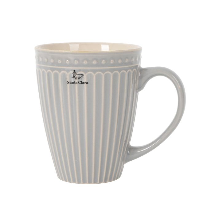 Inde Mug Jumbo, Cerámica 380 cc, Color Mondoñedo Gris, Modelo Santa Clara, 9 cm x 11 cm, Peso 337 g (12 Unidades)