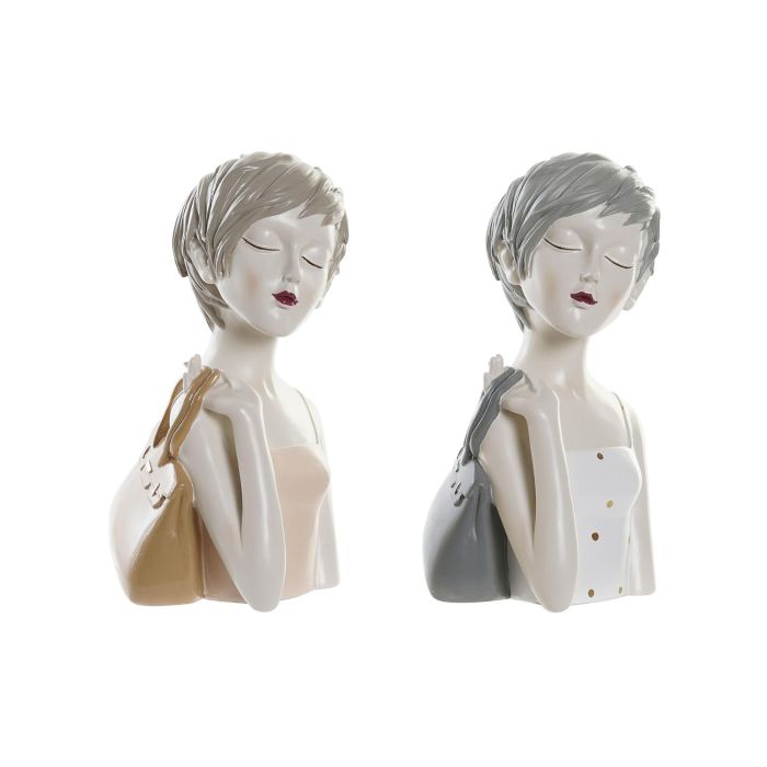 Figura Urban DKD Home Decor Blanco Rosa 15 x 27.5 x 15 cm (2 Unidades) Figura Urban DKD Home Decor Blanco Rosa 15 x 27.5 x 15 cm (2 Unidades)