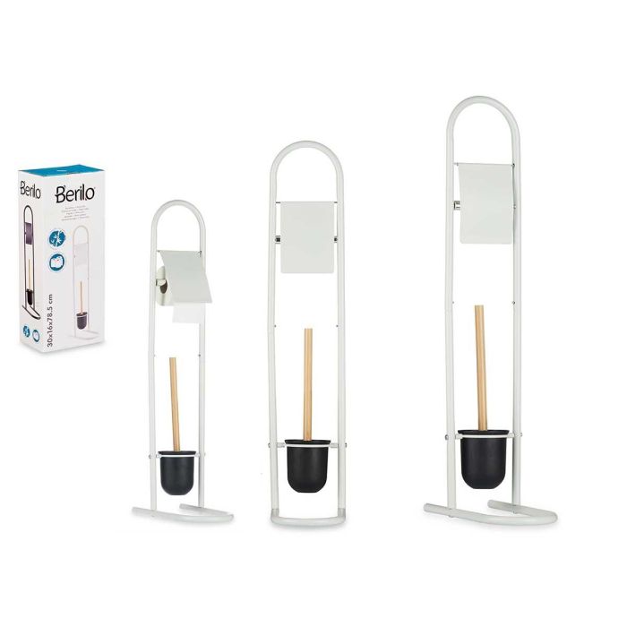 Portarrollos Escobilla Metal y Bambú Blanco Berilo 40x10.5x16 cm (4 Unidades) Portarrollos Escobilla Metal y Bambú Blanco Berilo 40x10.5x16 cm (4 Unidades)