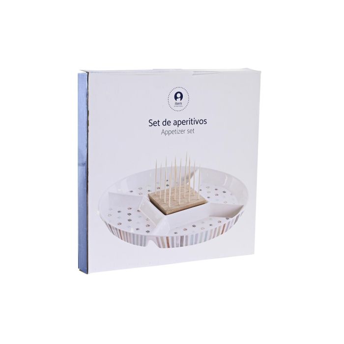 DKD Home Decor Aperitivo Urban Casablanca 2022 Multicolor Natural Gres Bambú 23.5 x 3 x 23.5 cm 2