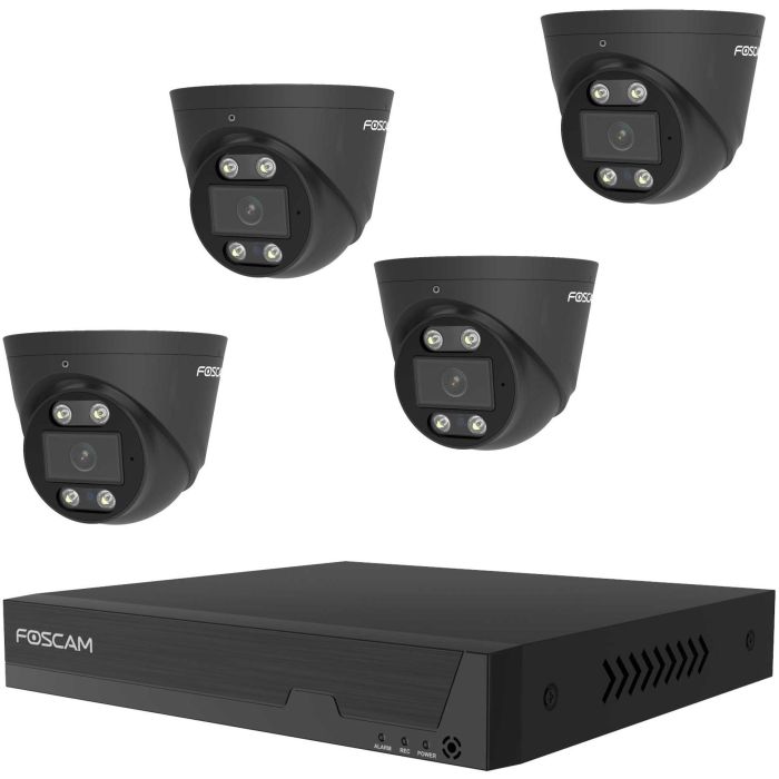 Foscam FN9108E-T4-2T Set de Cámaras de Vigilancia 4K con Grabador Negro (4 Kameras)