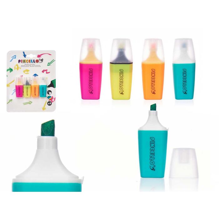 Set 4 Fluorescentes Mini Pincello 16x20.5x1.5 cm - Amarillo, Naranja, Rosa, Verde (24 Unidades) Set 4 Fluorescentes Mini Pincello 16x20.5x1.5 cm - Amarillo, Naranja, Rosa, Verde (24 Unidades)