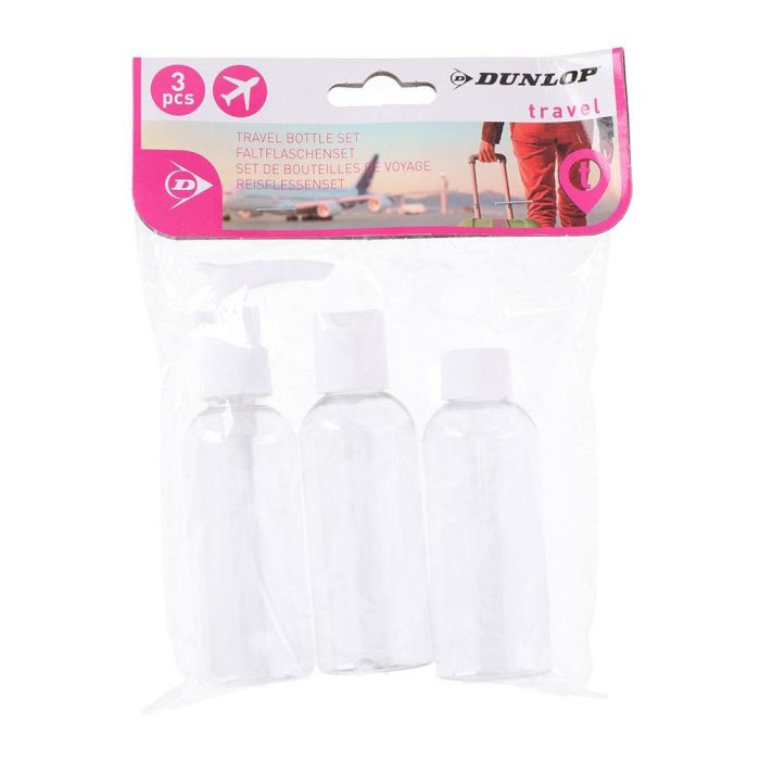 Pack recipientes para equipaje de cabina avión 3 piezas 3 x 80 ml dunlop travel 1