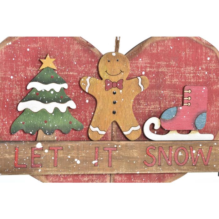 DKD Home Decor Adornos Colgantes de Navidad Tradicionales en Madera, Colores Rojo y Verde - Pack 12 Unidades Surtidas 2