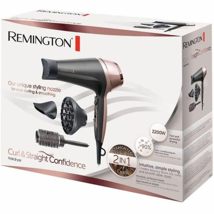 Set de peluquería Remington D5706, secador de pelo iónico Curl Confidence 2200W, cepillo de 45 mm, rejilla de cerámica, ligero, silencioso 4