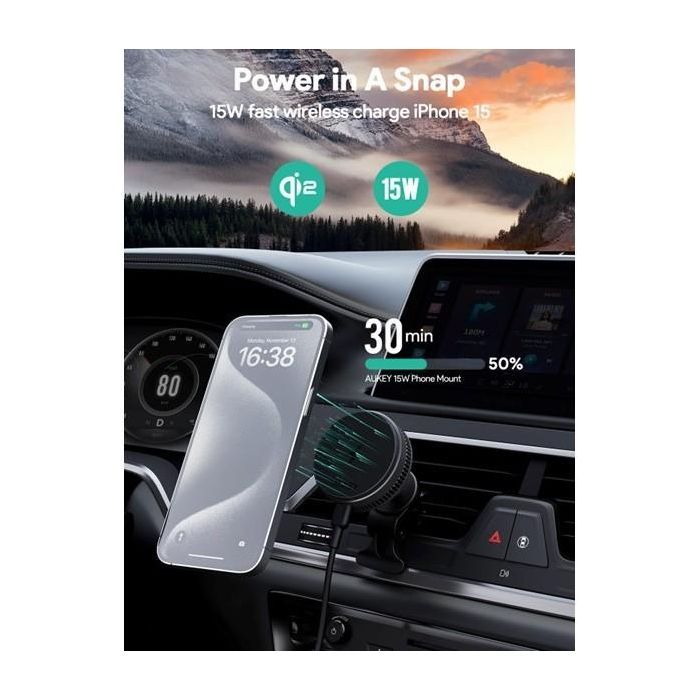 Aukey MagFusion Dash Pro MagSafe Wireless Charging Air Vent Mount 4