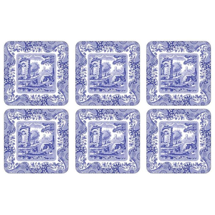 Spode Set 6 Posavasos Blue Italian de Corcho 10.5x10.5 cm 1