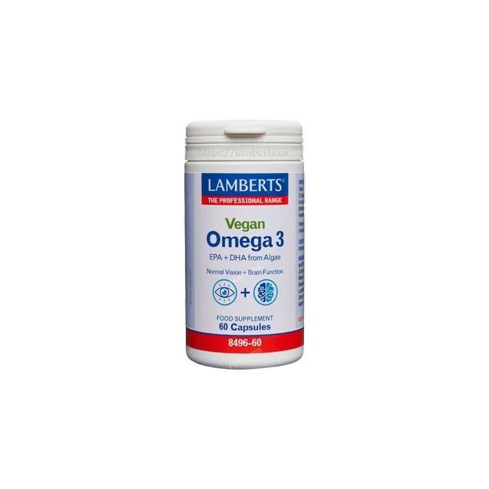 LAMBERTS Omega 3 Vegano 60 Cápsulas Aceite de Algas Marinas 150 mg EPA 300 mg DHA